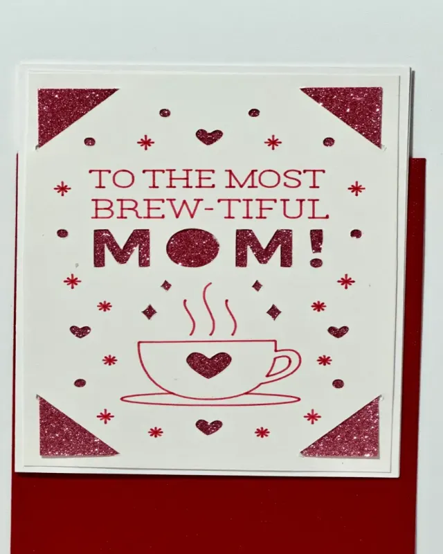 handmade mothers day card with intricate cut, insert and quirky pun message