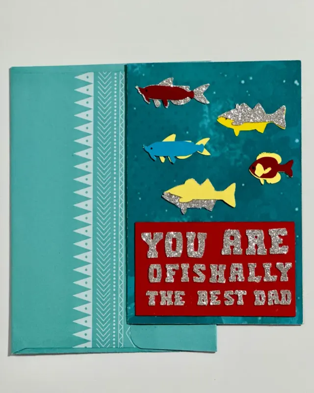 handmade fathers day card with cuts, layered embellishments