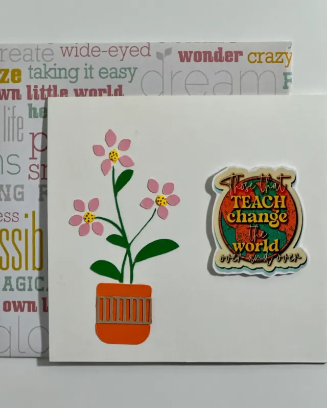 Handmade flower pot greeting card with sentiment