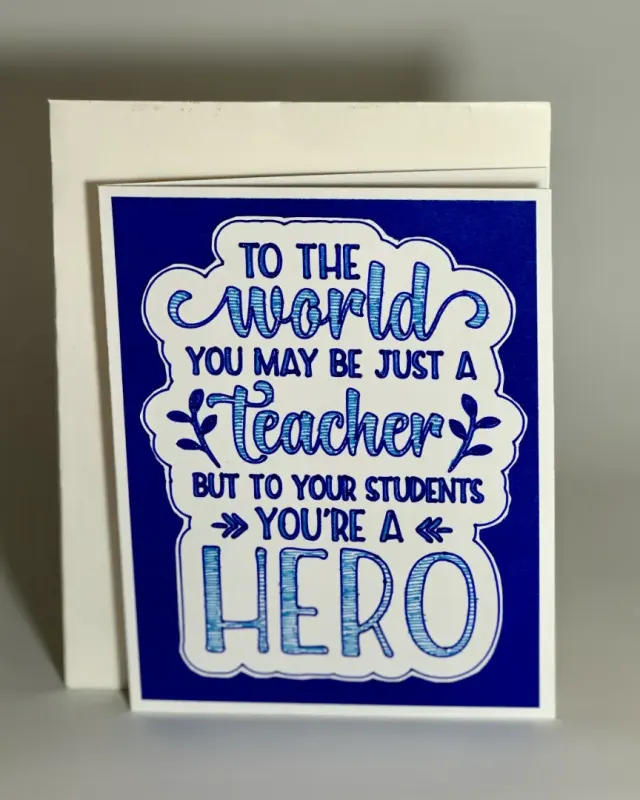 handmade teachers day card with glitter lettering message