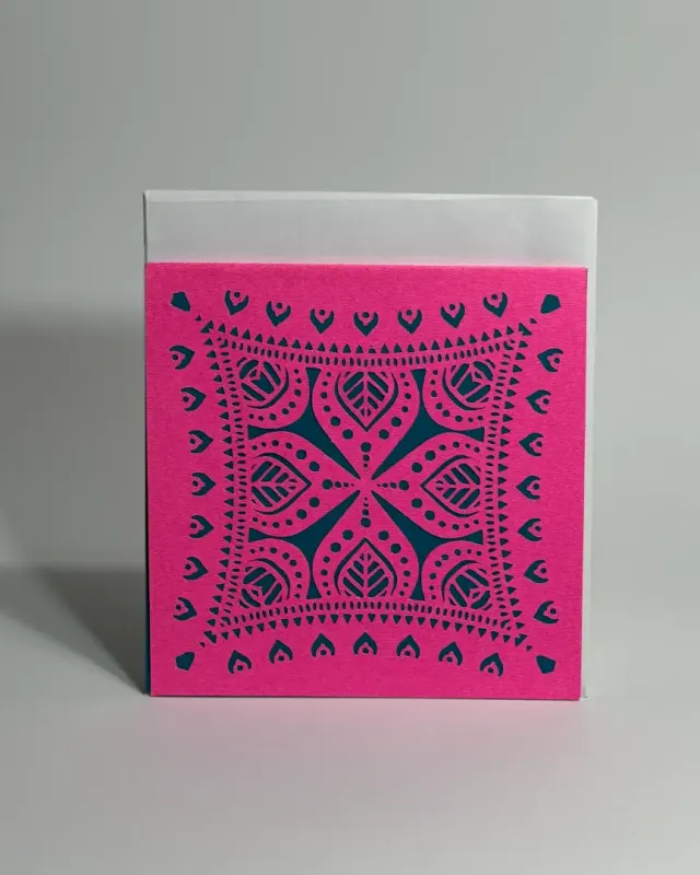 handmade diwali intricately cut and layered card with a special pattern and sentiment on the inside