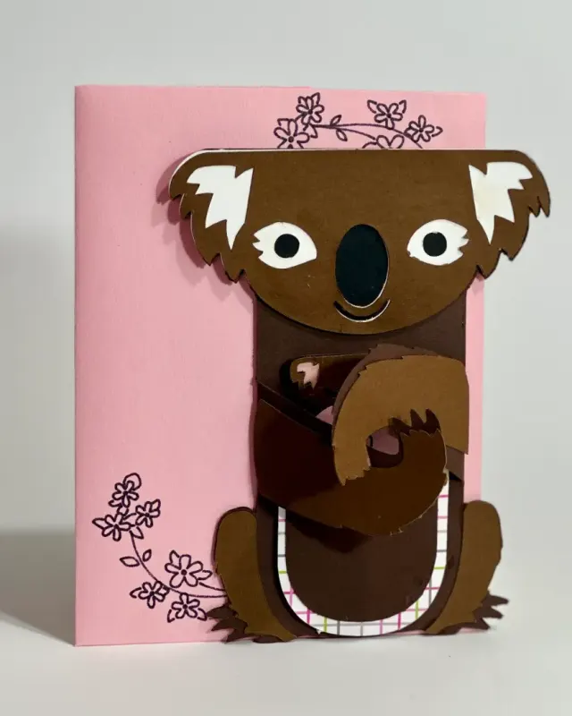 handmade versatile koala baby pull-out card ideal for mothers/ fathers/ birthday